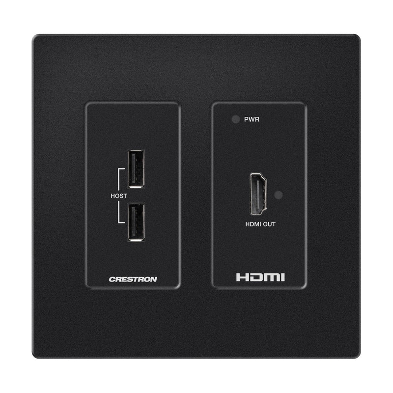 Crestron HD-RXU-4KZ-101-2G-B DM Lite® 4K60 4:4:4 Receiver for HDMI® and USB 2.0 Signal Extension over CATx Cable, Wall Plate, Black