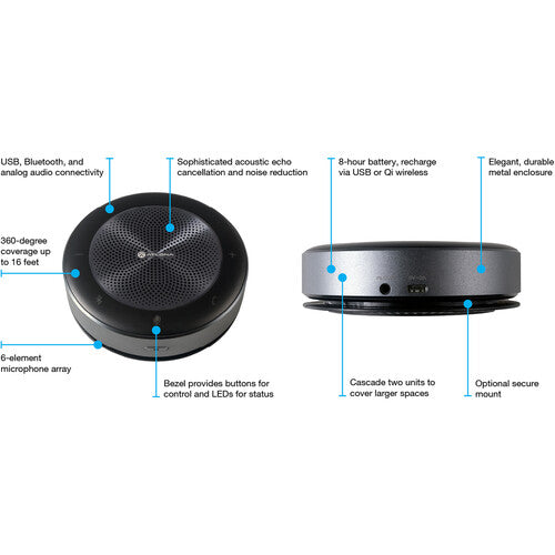 Atlona Captivate Speakerphone with USB, Bluetooth & Analog Connectivity - AT-CAP-SP100