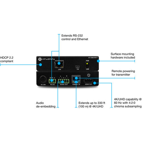 Atlona Omega 4K HDMI over HDBaseT Receiver with Audio - AT-OME-RX11