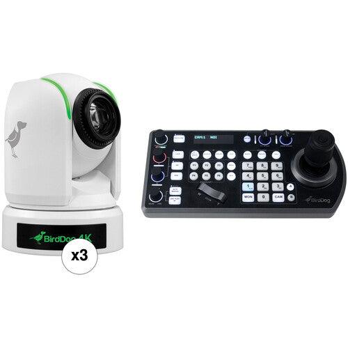 BirdDog 3 x P4K 4K Full NDI PTZ Cameras and PTZ Keyboard Kit (1 x Black, 2 x White) - BDP4KBUNDLE-WWW