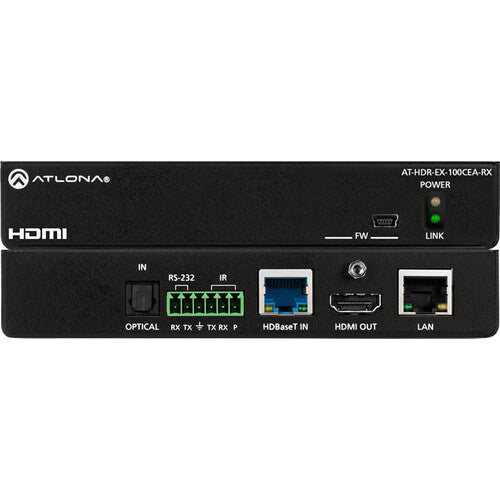 Atlona 4K HDR HDBaseT Receiver with Control, Ethernet, and Remote Power - AT-HDR-EX-100CEA-RX