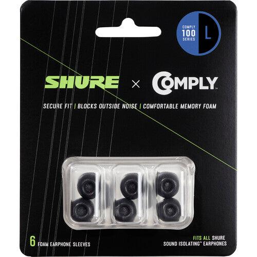 Shure EACYF1-6L 100 Series Comply Foam Sleeves for Shure Earphones (Large, 3 Pair)