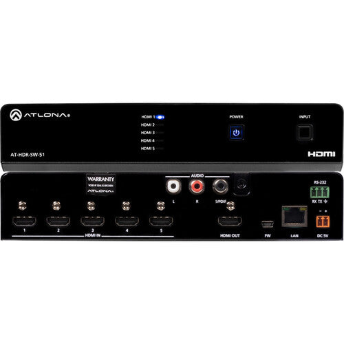 Atlona 5x1 4K HDR HDMI Matrix Switcher - AT-HDR-SW-51