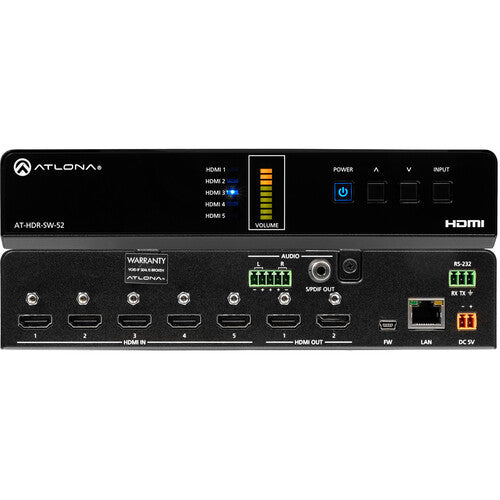 Atlona 5x2 4K HDR HDMI Matrix Switcher - AT-HDR-SW-52