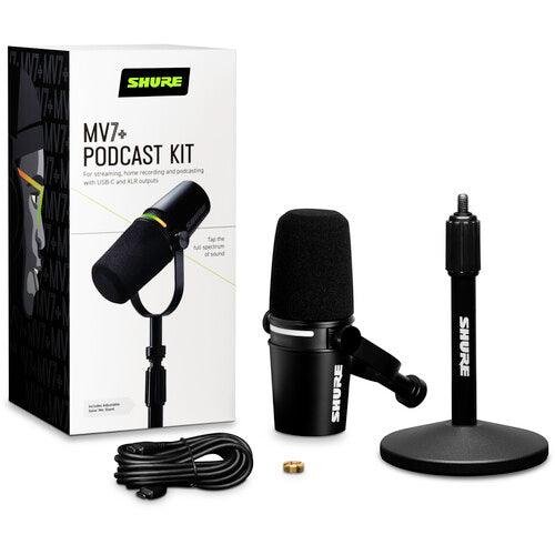 Shure MV7+-K-BNDL Podcast XLR/USB Microphone Bundle with Gator Desktop Stand (Black)