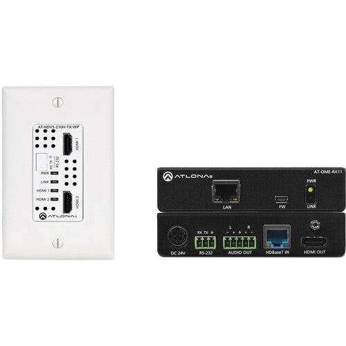 Atlona 2x1 HDMI HDBaseT Wall Transmitter with 4K receiver Kit - AT-HDVS-210H-TX-WP-KIT