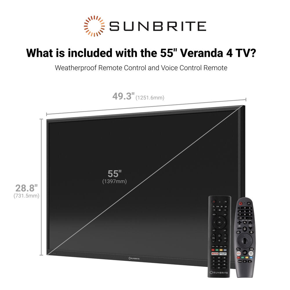 Sunbrite SB-V4-55-BL Veranda 4 Full Shade 4K HDR Outdoor Smart TV Displays Sunbrite