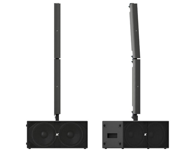 K-Array Pinnacle KR802 II Powered stereo system composed of 1 KS4 I + 1 KS4P I + 4 KY102 + mounting hardware (Black)