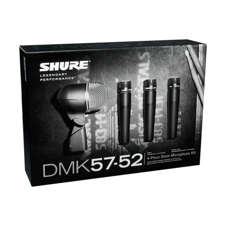 Shure DMK57-52 Drum Microphone Kit, includes 3 SM57 Microphones, one BETA 52A Microphone, three A56D Drum-mounting Systems, and a Carrying Case Microphnes Shure