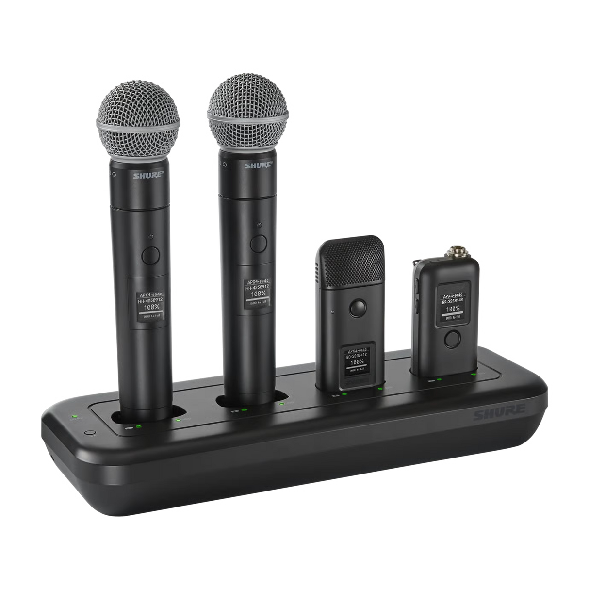 Shure MXWNDX4 Networked 4-Bay Charging Station for MXW neXt Bodypack, Handheld & Boundary Wireless Microphone Transmitters