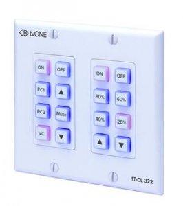 tvONE 16 button 2-gang wall mounted control panel (NA Version) - 1T-CL-322-US