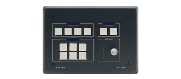 Kramer RC-74DLG 12–button Ethernet and KNET Control Keypad with Knob and Displays (US, Grey)