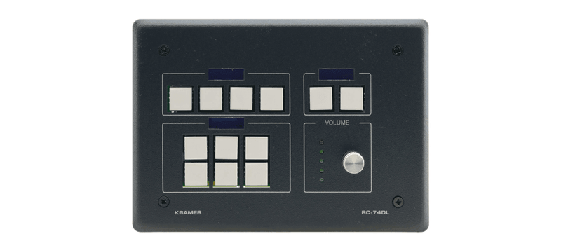 Kramer RC-74DLG 12–button Ethernet and KNET Control Keypad with Knob and Displays (US, Grey)