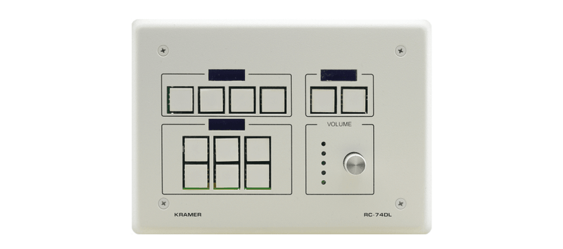 Kramer RC74DLW 12–button Ethernet and KNET Control Keypad with Knob and Displays (US, White)