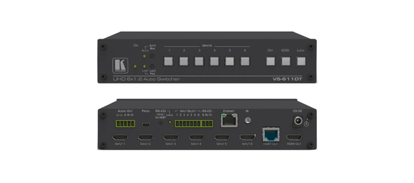 Kramer VS-611DT 6x1:2 4K60 4:2:0 HDMI Auto Switcher and PoE Provider over HDBaseT