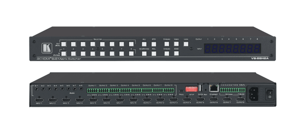 Kramer VS-88H2A 8x8 4K HDR HDCP 2.2 Matrix Switcher with Analog & Digital Audio Routing