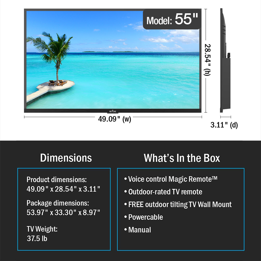 Peerless-AV BWPTV554 55-inch outdoor TV dimension diagram