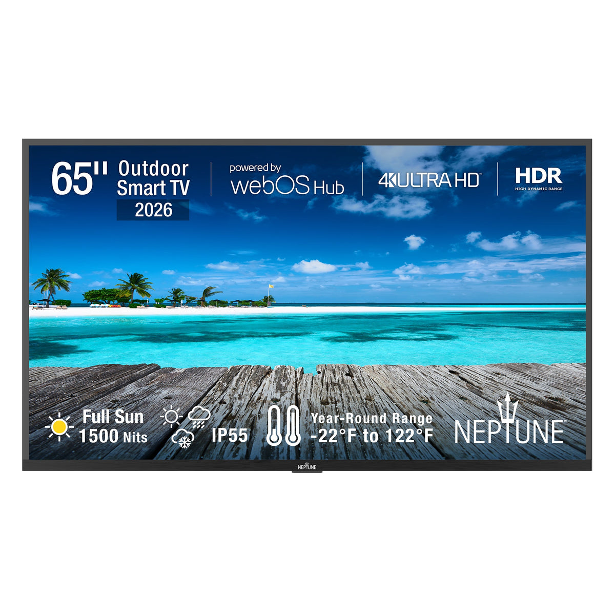 Peerless-AV ODTV6504 65-Inch Full Sun 4K Outdoor Smart TV front view