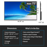Peerless-AV WPTV754 Neptune Full Sun 75 Outdoor TV dimension diagram
