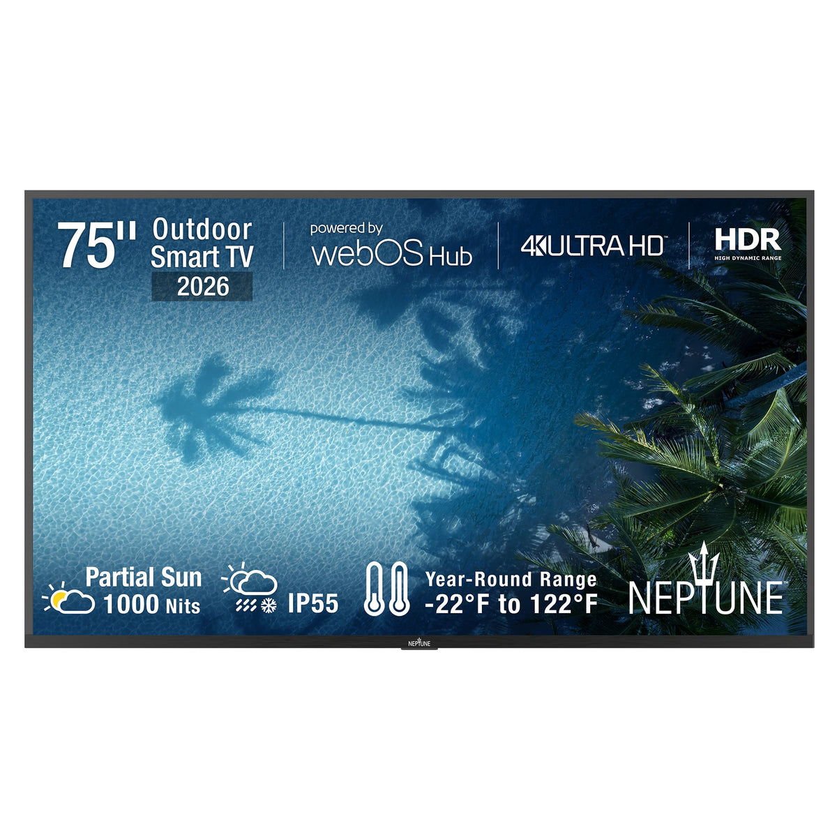 Peerless-AV WPTV75PS1K Outdoor Tilting Wall Mount Kit for 75 Neptune Partial Sun Outdoor TV front view