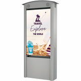 Peerless-AV KOP55XHB2-SA Dual-Sided Smart City Kiosk front view with two 55-inch outdoor displays and speakers