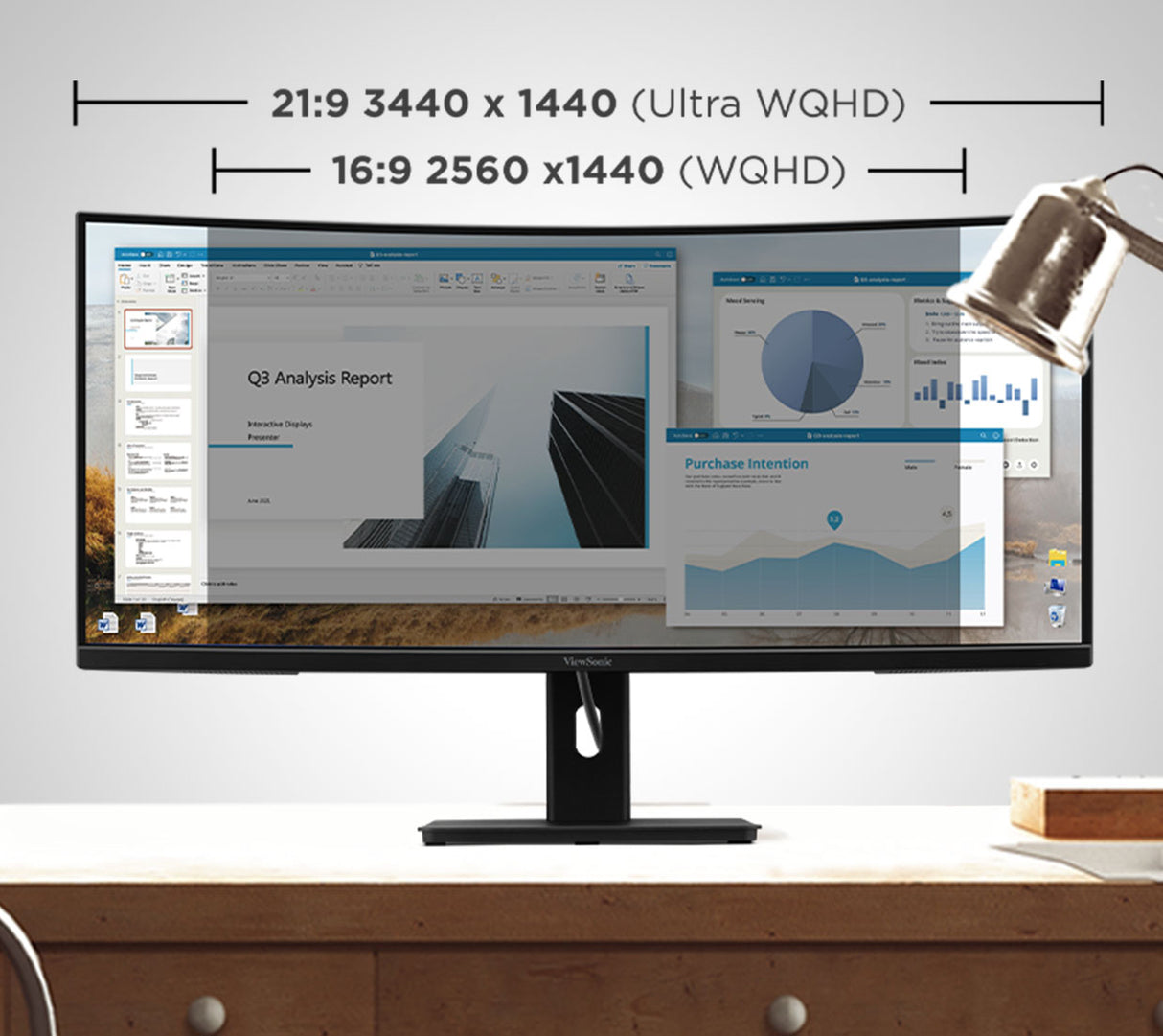ViewSonic VG3409C – 34-Inch Ultrawide Curved WQHD Ergonomic Monitor Computer Monitors ViewSonic