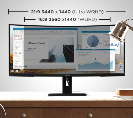 ViewSonic VG3409C – 34-Inch Ultrawide Curved WQHD Ergonomic Monitor Computer Monitors ViewSonic