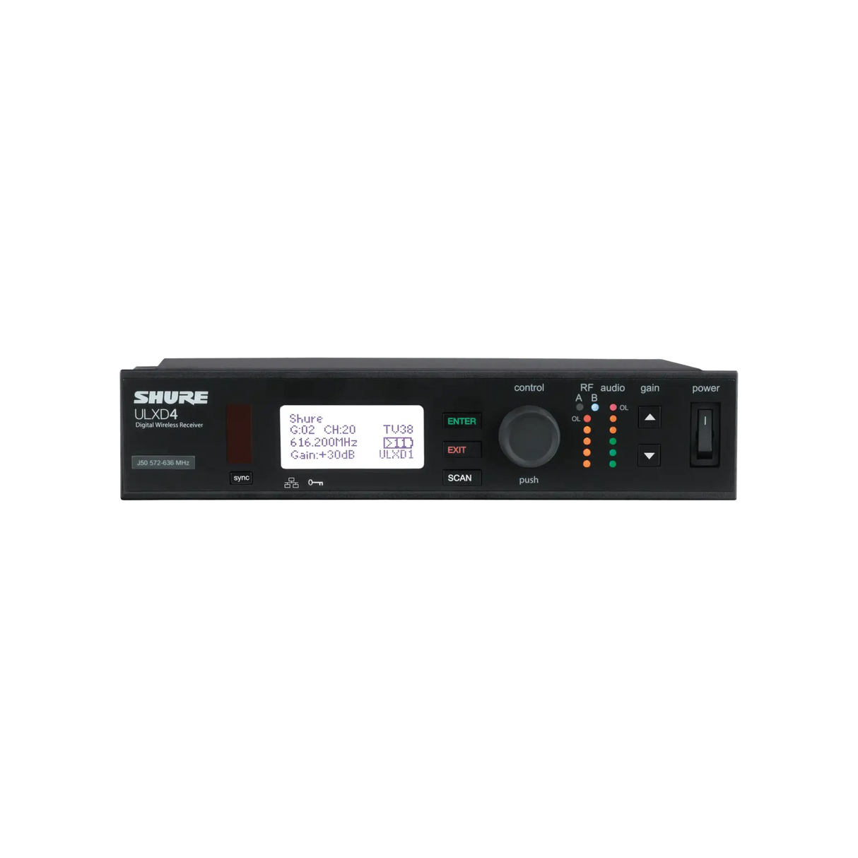 Shure Single Digital Wireless Receiver (530-602 MHz) - ULXD4GV=-H50 Audio Components Shure