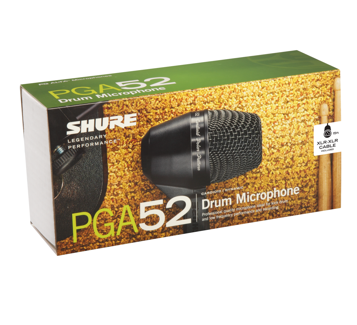 Shure PGA52-XLR Cardioid swivel-mount dynamic kick-drum microphone - XLR-XLR cable Microphones Shure