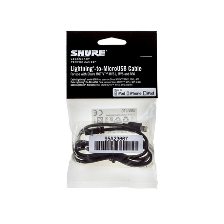 Shure AMV-LTG 1m microB to Lightning cable (Priced separately, must purchase minimum quantities of 3 or more)) Microphones Shure