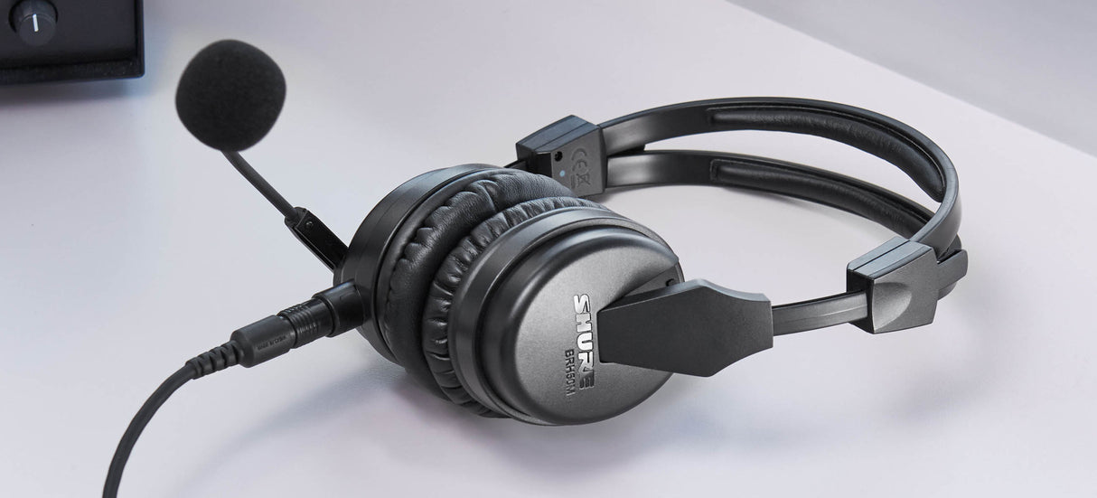 Shure BRH50M Premium Dual-Sided Broadcast Headset. Includes BCASCA-NXLR3QI cable Microphones Shure
