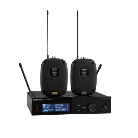 Shure SLXD14D Dual-Channel Digital Wireless Bodypack System with No Mics (G58: 470 to 514 MHz) - SLXD14D-G58 Microphones Shure