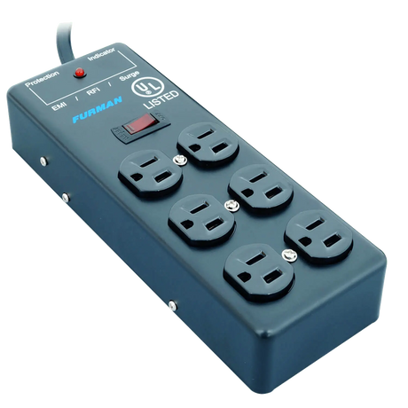 Furman SS-6B 15A AC Surge Strip, 6 Outlet, Metal Chassis Power Strips Furman