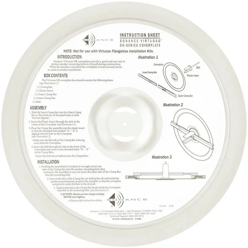 Sonance - Large Round Coverplate (2-Pack) - White