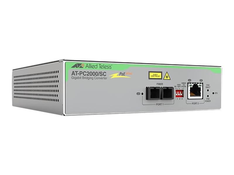 Allied Telesis AT-PC2000/SC-960 TAA 10/100/1000T-1000SX/SC POE+ MEDIA & RATE CONVERTER UNIV PSU