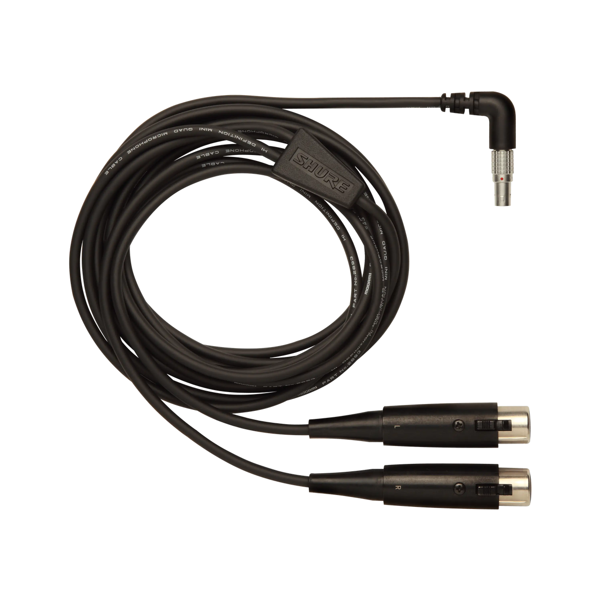 Shure PA720 10' Input Cable for the P6HW Hardwired Bodypack (5 Pin LEMO Connector to L & R female XLR Connectors) Microphnes Shure