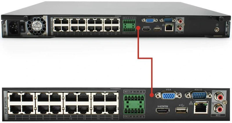 IC Realtime NVR-FX16POE-1U16MP1-4TB 16 Channel Video Recorder