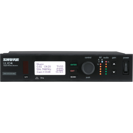 Shure ULXD4Q Quad-Channel Digital Wireless Mic Receiver - ULXD4Q=-V50 Audio Components Shure