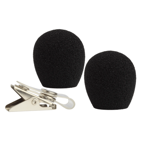 Shure RK318WS Black Foam Windscreens and Clothing Clip for all WH10, WH20 Headworn Microphones (Contains Two) Microphones Shure