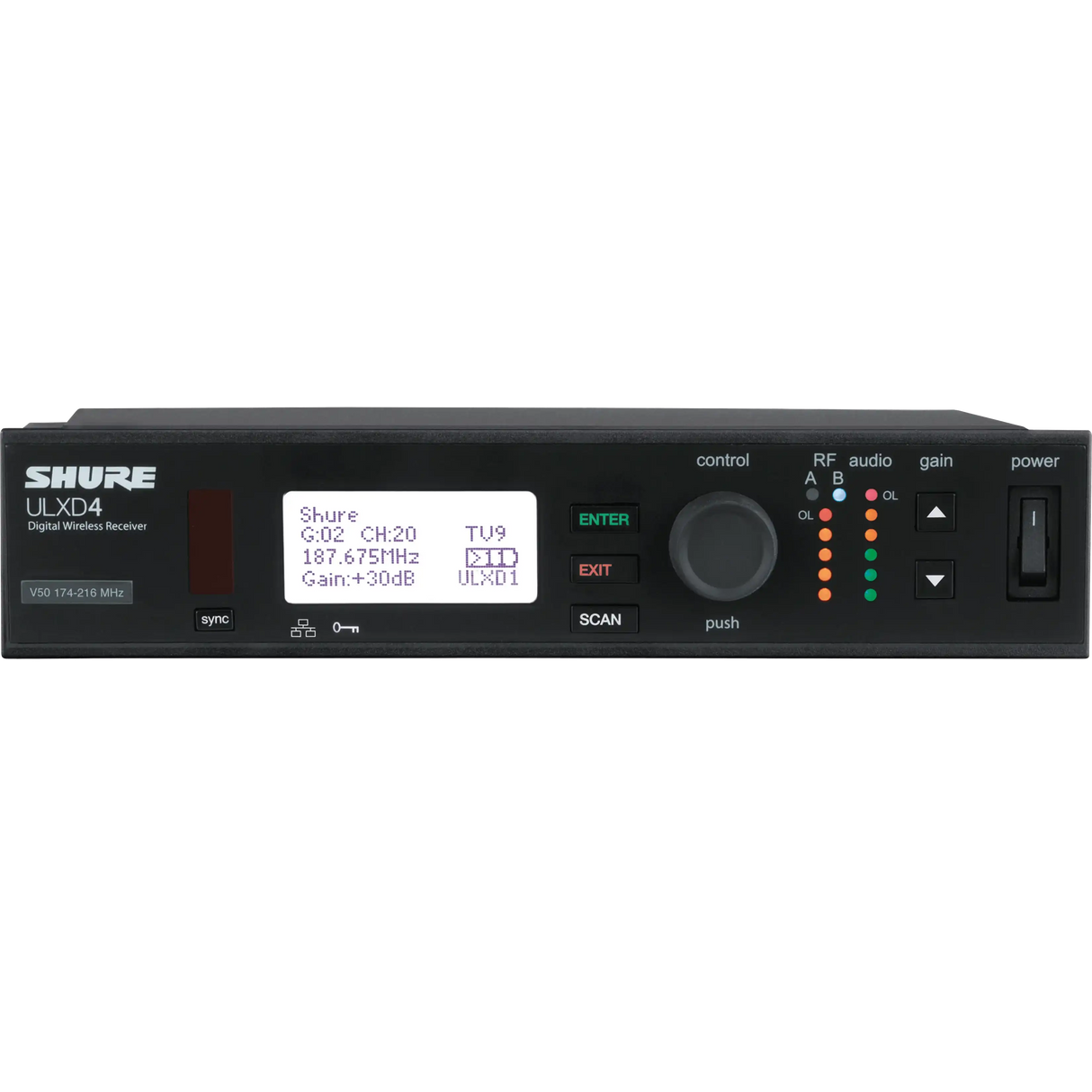 Shure ULXD4Q Quad-Channel Digital Wireless Mic Receiver - ULXD4Q=-G50 Audio Components Shure