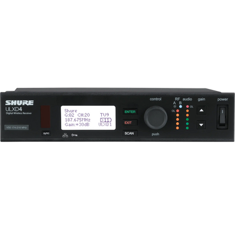 Shure ULXD4Q Quad-Channel Digital Wireless Mic Receiver - ULXD4Q=-V50 Audio Components Shure