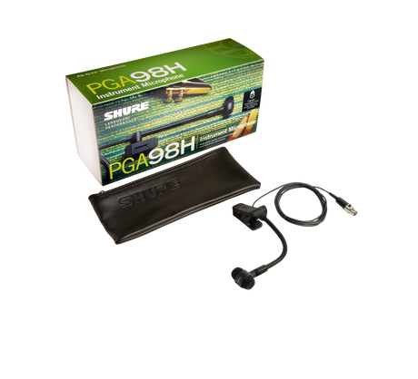 Shure PGA98H-TQG Cardioid condenser gooseneck instrument microphone - TA4F connector for use with wireless systems Microphnes Shure