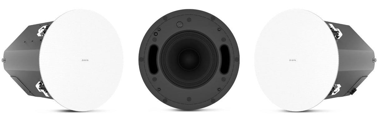 QSC AD-C8T-ZB-WH 8-inch zero-bezel commercial ceiling speaker in white, front view