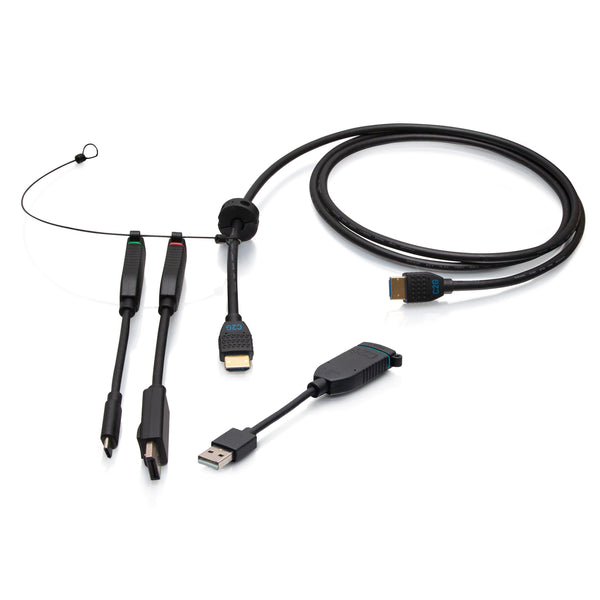 C2G C2G4200586 6ft (1.8m) 4K HDMI® Premium Cable and Universal Dongle Adapter Ring with Color Coded HDMI to DisplayPort™, HDMI to USB-C®, and USB-C® to USB-A (without Pull Tab)