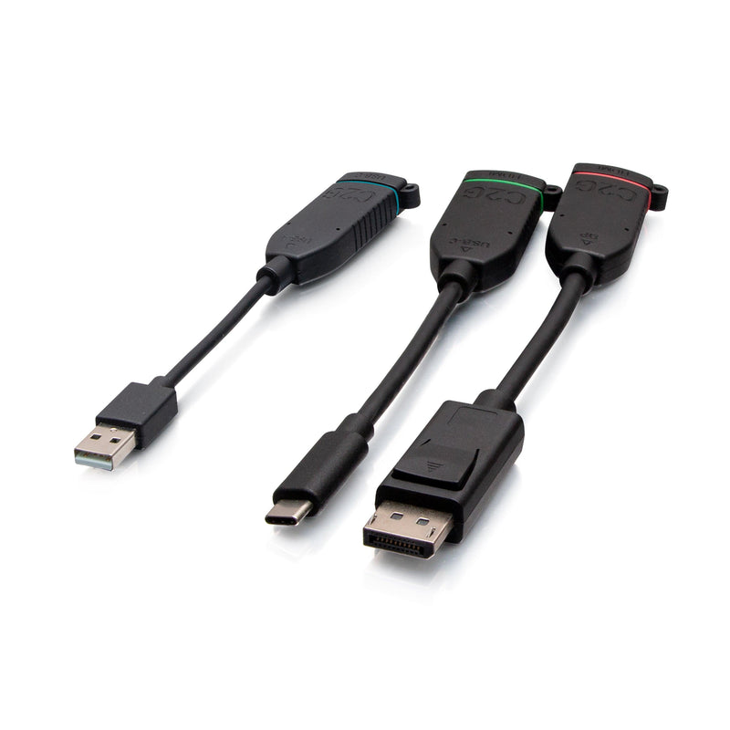 C2G C2G4200586 6ft (1.8m) 4K HDMI® Premium Cable and Universal Dongle Adapter Ring with Color Coded HDMI to DisplayPort™, HDMI to USB-C®, and USB-C® to USB-A (without Pull Tab)