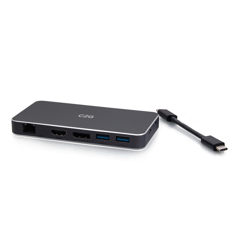 C2G C2G54543 USB-C® 7-in-1 Dual Display MST Docking Station with HDMI®, DisplayPort™, Ethernet, USB, and Power Delivery up to 100W - 4K 60Hz