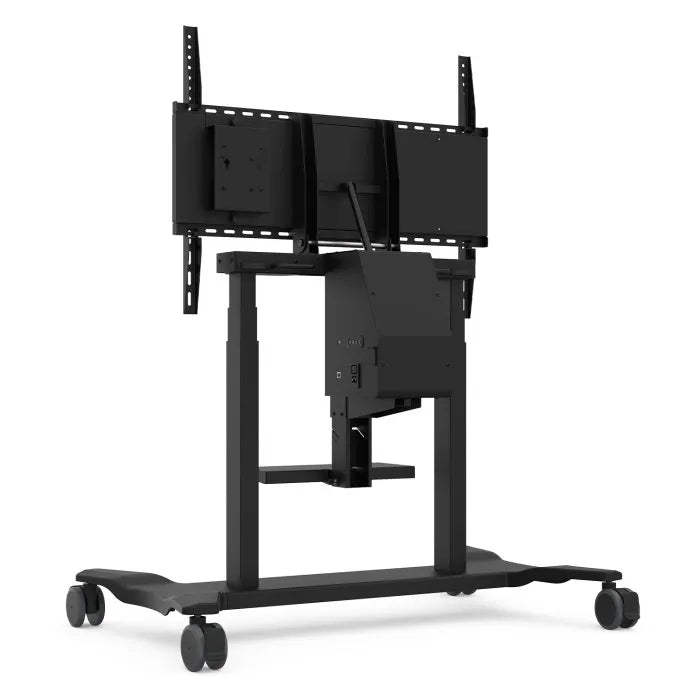 ViewSonic VB-STND-008 Motorized Height Adjustable Mobile Cart, Black, 22" Smooth Lift, 0-90° Tilt, 360° Swivel, VESA 400x200 to 800x600mm, Storage Tray for 55"-86" Displays up to 165lbs TV & Monitor Mounts ViewSonic