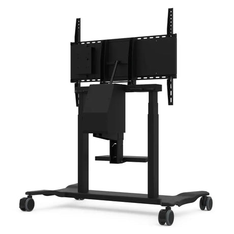 ViewSonic VB-STND-008 Motorized Height Adjustable Mobile Cart, Black, 22" Smooth Lift, 0-90° Tilt, 360° Swivel, VESA 400x200 to 800x600mm, Storage Tray for 55"-86" Displays up to 165lbs TV & Monitor Mounts ViewSonic