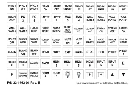 Extron Backlit Button Label Kit Text and Icon Labels, Sheet 2 Electronics Accessories Extron