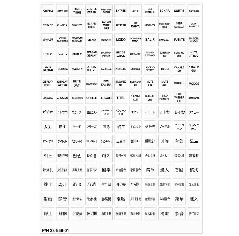 Extron Backlit Button Label Kit Text and Icon Labels, Sheet 2 Electronics Accessories Extron